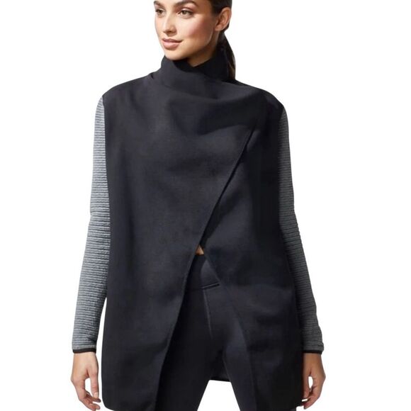 MICHI Black Gray Open-Front Draped Collar Jacket Size S - Picture 8 of 11